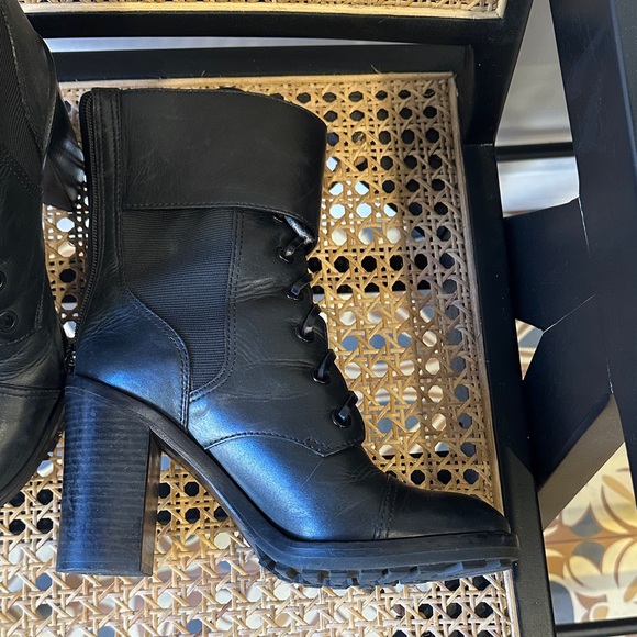 Tory Burch Black Leather Combat Boots - Picture 2 of 9